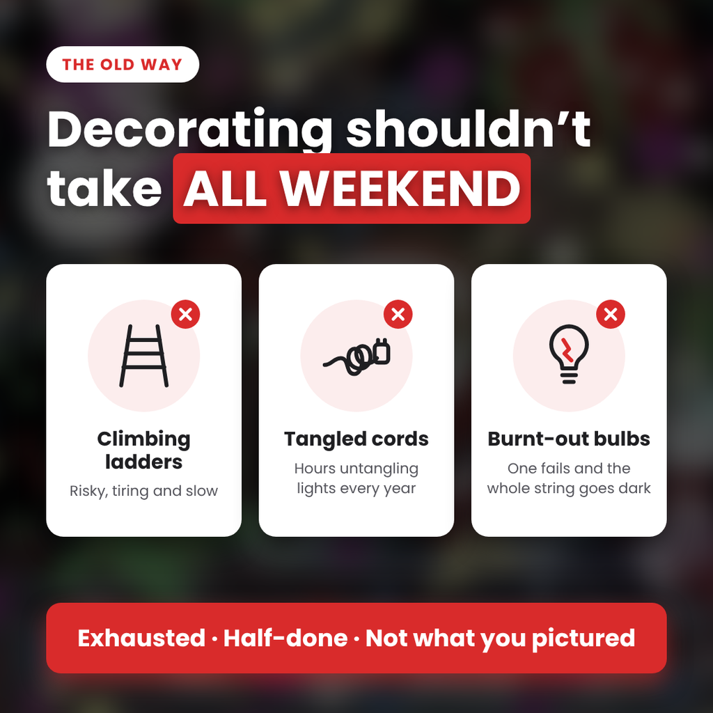Decorating shouldn't take all weekend - no ladders, cords or bulbs